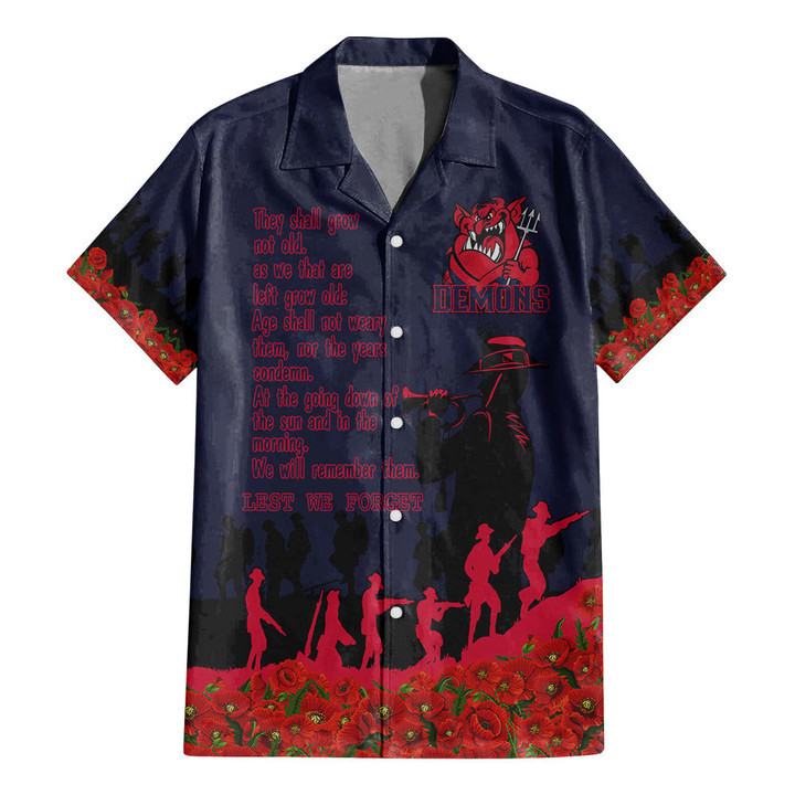 Melbourne Demons Hawaiian Shirt, Anzac Day For the Fallen A31B