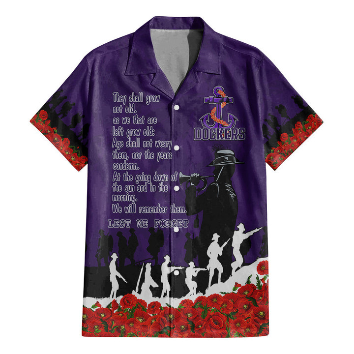 Fremantle Dockers Hawaiian Shirt, Anzac Day For the Fallen A31B