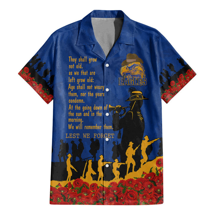 West Coast Eagles Hawaiian Shirt, Anzac Day For the Fallen A31B