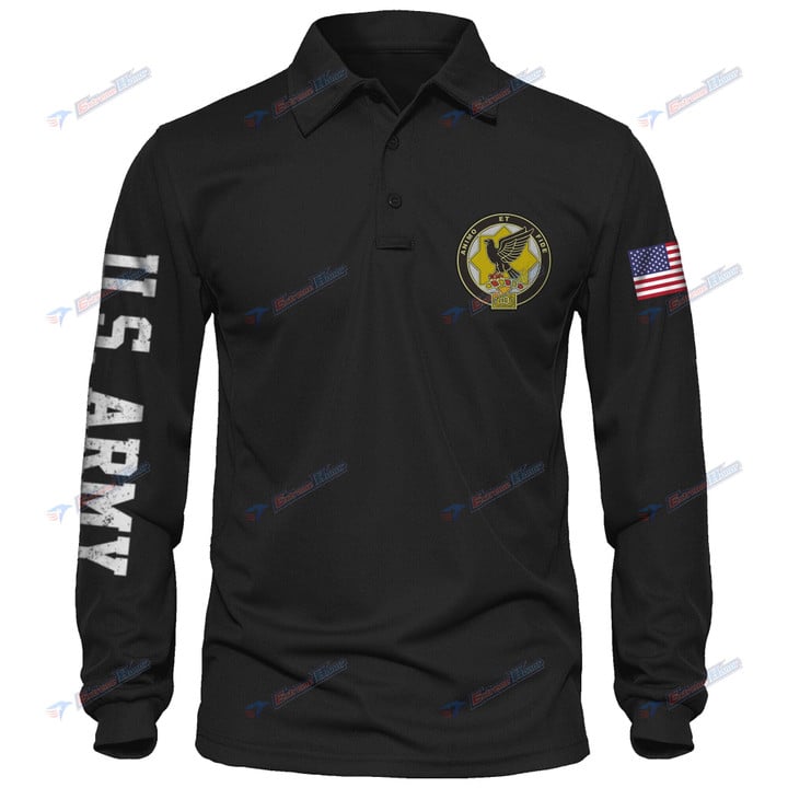 2nd Squadron, 1st Cavalry Regiment - Men's Polo Shirt Quick Dry Performance - Long Sleeve Tactical Shirts - Golf Shirt - PL4 -US