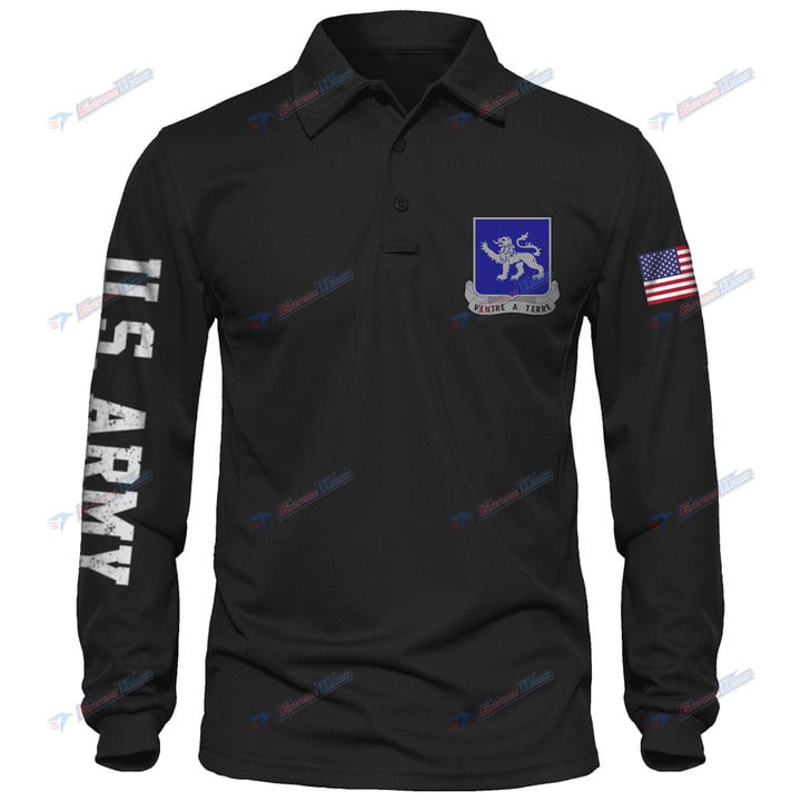 1st Battalion, 68th Armored Regiment - Men's Polo Shirt Quick Dry Performance - Long Sleeve Tactical Shirts - Golf Shirt - PL4 -US