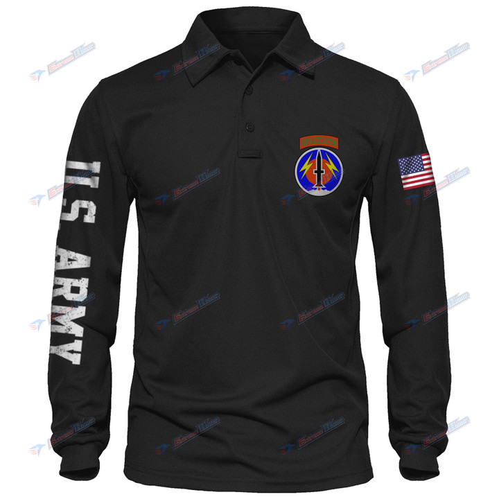 56th Field Artillery Brigade - Men's Polo Shirt Quick Dry Performance - Long Sleeve Tactical Shirts - Golf Shirt - PL4 -US