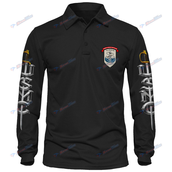 Combat Assault Battalion - Men's Polo Shirt Quick Dry Performance - Long Sleeve Tactical Shirts - Golf Shirt - PL7 -US