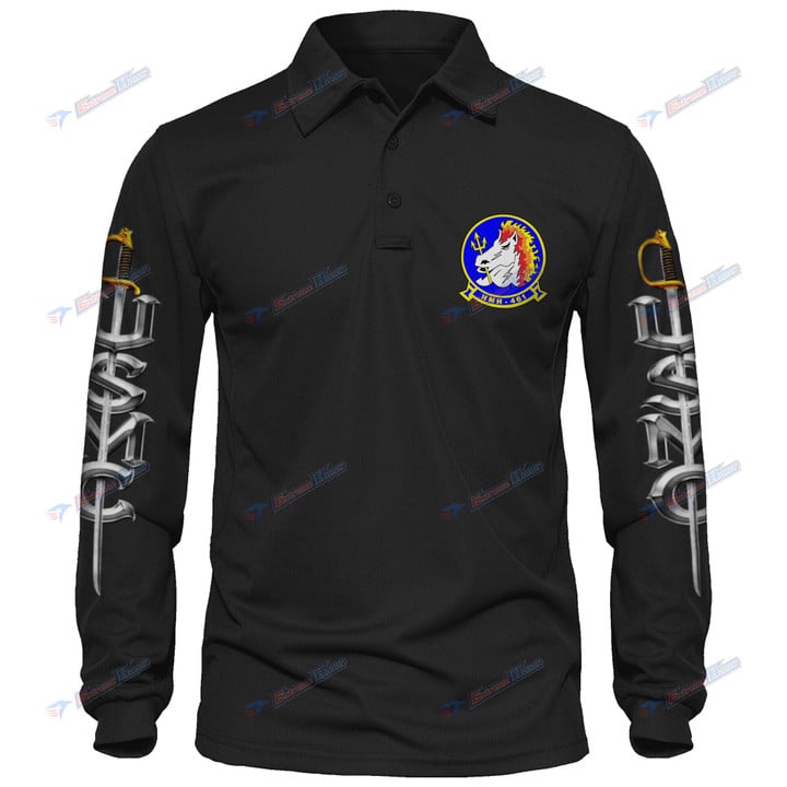 HMH-461 - Men's Polo Shirt Quick Dry Performance - Long Sleeve Tactical Shirts - Golf Shirt - PL7 -US