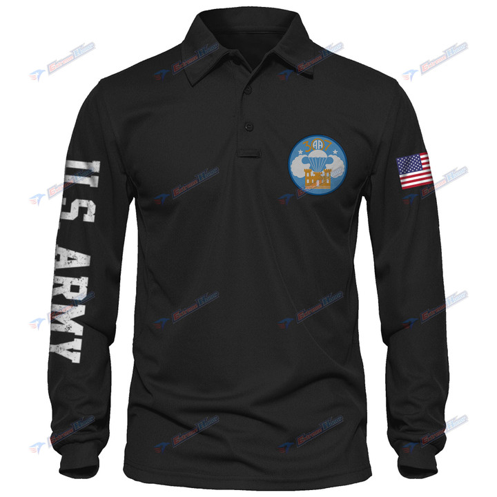 307th Engineer Battalion - Men's Polo Shirt Quick Dry Performance - Long Sleeve Tactical Shirts - Golf Shirt - PL4 -US