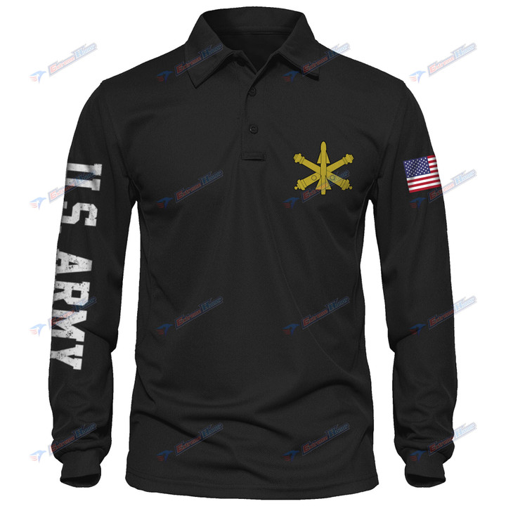 Air Defense Artillery - Men's Polo Shirt Quick Dry Performance - Long Sleeve Tactical Shirts - Golf Shirt - PL4 -US