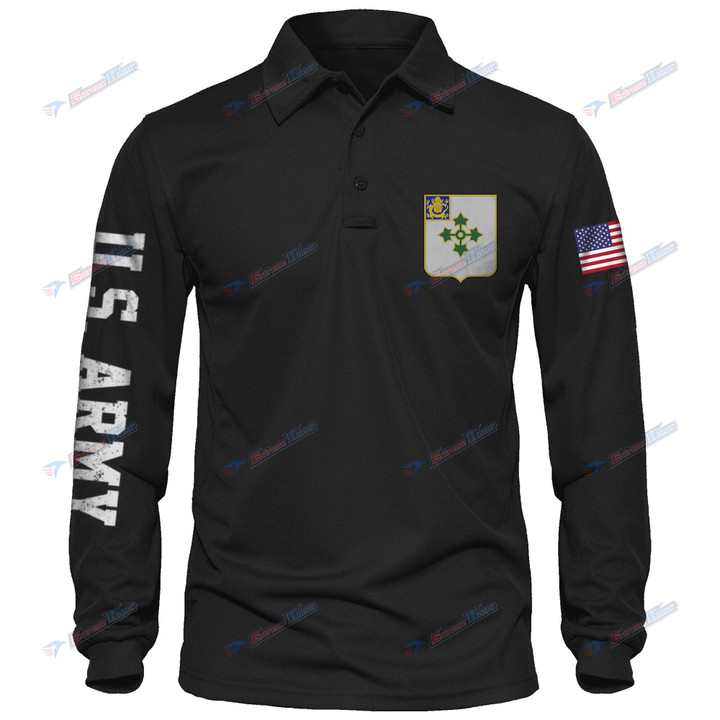 2nd Battalion, 47th Infantry Regiment - Men's Polo Shirt Quick Dry Performance - Long Sleeve Tactical Shirts - Golf Shirt - PL4 -US