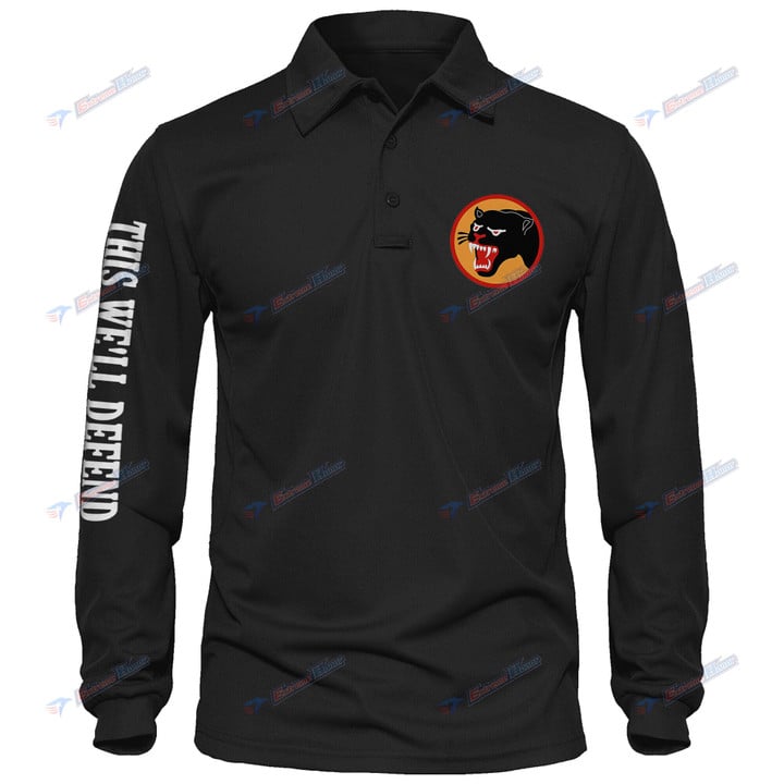 66th Infantry Division - Men's Polo Shirt Quick Dry Performance - Long Sleeve Tactical Shirts - Golf Shirt - PL5 -US