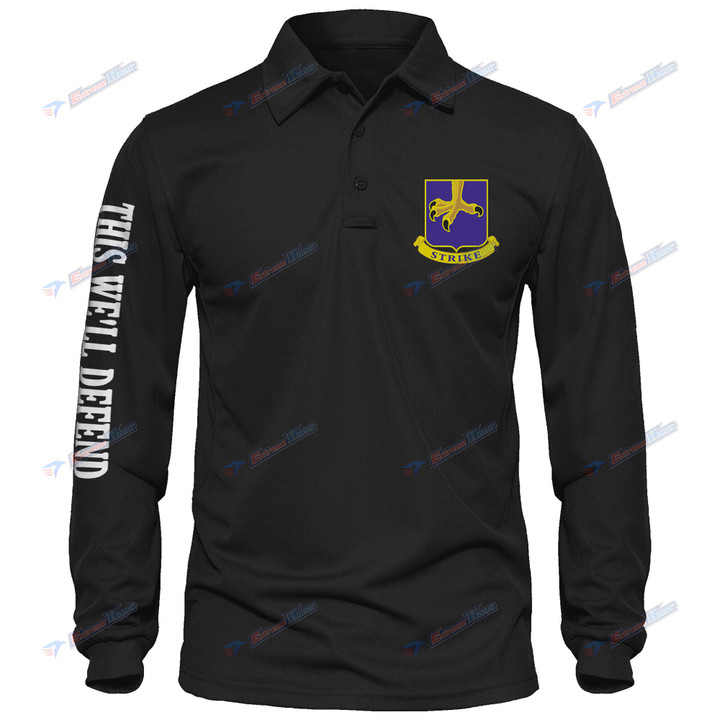 502nd Infantry Regiment - Men's Polo Shirt Quick Dry Performance - Long Sleeve Tactical Shirts - Golf Shirt - PL5 -US