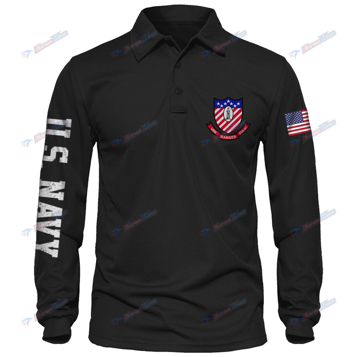 USS Ranger (CVA-61) - Men's Polo Shirt Quick Dry Performance - Long Sleeve Tactical Shirts - Golf Shirt - PL4 -US