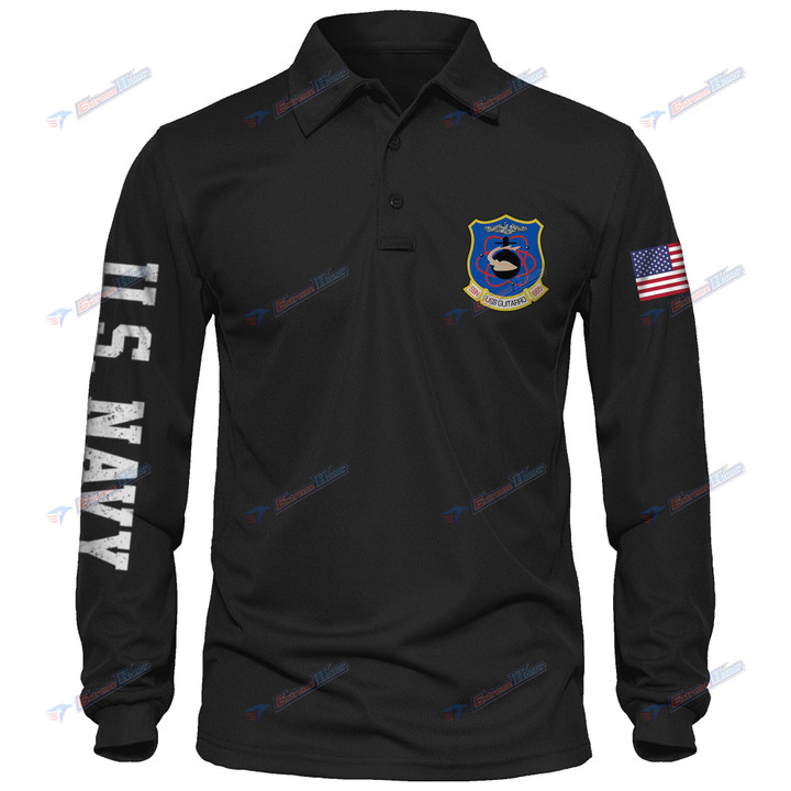 USS Guitarro (SSN-665) - Men's Polo Shirt Quick Dry Performance - Long Sleeve Tactical Shirts - Golf Shirt - PL4 -US