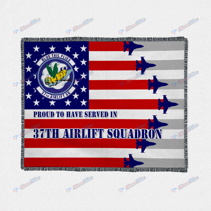37th Airlift Squadron - Woven Tassel Blanket - CH1 - US