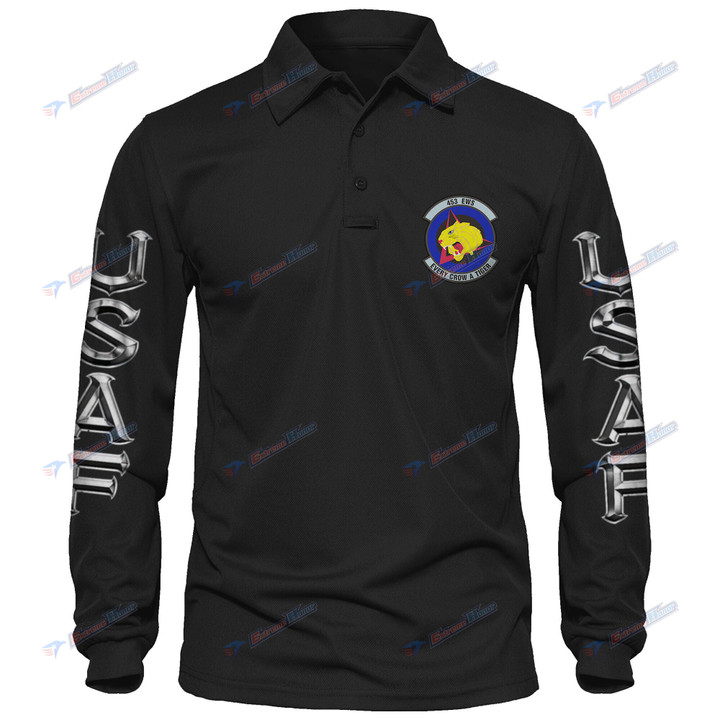 453rd Electronic Warfare Squadron - Men's Polo Shirt Quick Dry Performance - Long Sleeve Tactical Shirts - Golf Shirt - PL7 -US