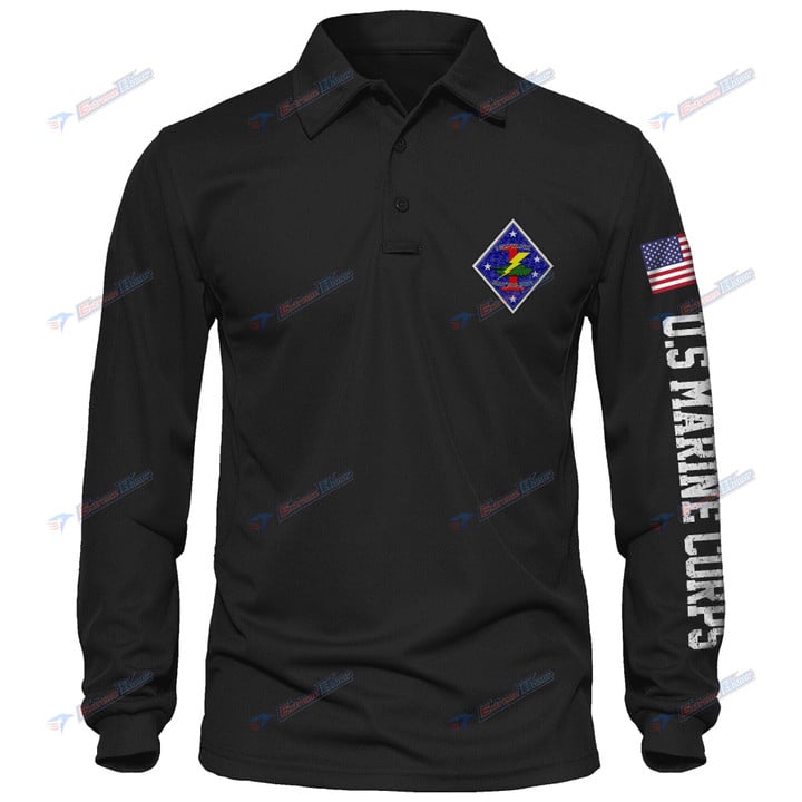 1st Tank Battalion - Men's Polo Shirt Quick Dry Performance - Long Sleeve Tactical Shirts - Golf Shirt - PL4 -US