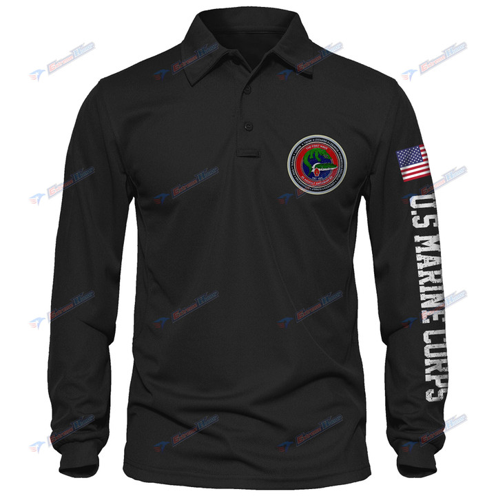 2nd Assault Amphibian Battalion - Men's Polo Shirt Quick Dry Performance - Long Sleeve Tactical Shirts - Golf Shirt - PL4 -US