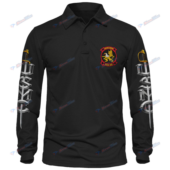 HMM-266 - Men's Polo Shirt Quick Dry Performance - Long Sleeve Tactical Shirts - Golf Shirt - PL7 -US