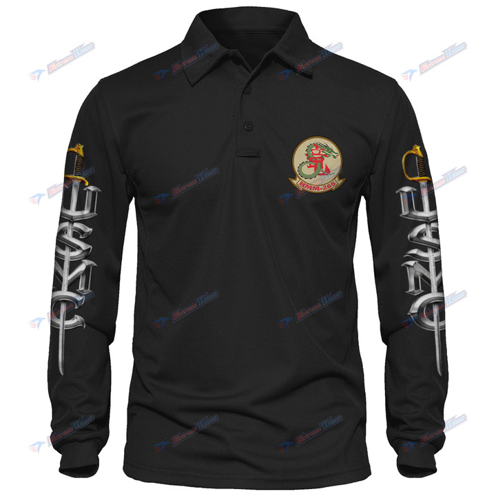 HMM-265 - Men's Polo Shirt Quick Dry Performance - Long Sleeve Tactical Shirts - Golf Shirt - PL7 -US
