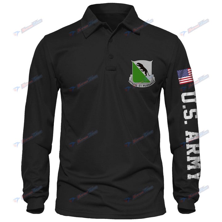 2nd Battalion, 69th Armor Regiment - Men's Polo Shirt Quick Dry Performance - Long Sleeve Tactical Shirts - Golf Shirt - PL4 -US