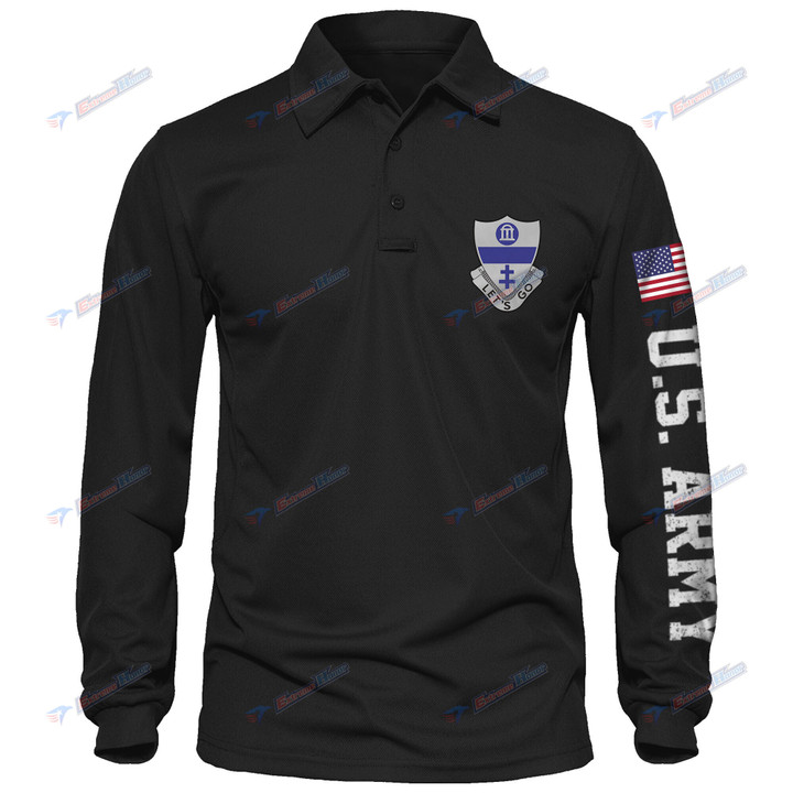 4th Battalion, 325th Infantry Regiment - Men's Polo Shirt Quick Dry Performance - Long Sleeve Tactical Shirts - Golf Shirt - PL4 -US