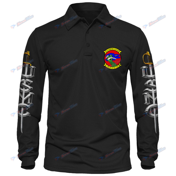 MASS-3 - Men's Polo Shirt Quick Dry Performance - Long Sleeve Tactical Shirts - Golf Shirt - PL7 -US