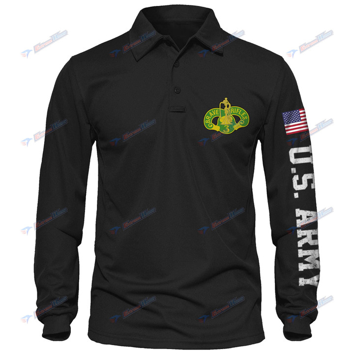 2nd Squadron, 3rd Armored Cavalry Regiment - Men's Polo Shirt Quick Dry Performance - Long Sleeve Tactical Shirts - Golf Shirt - PL4 -US