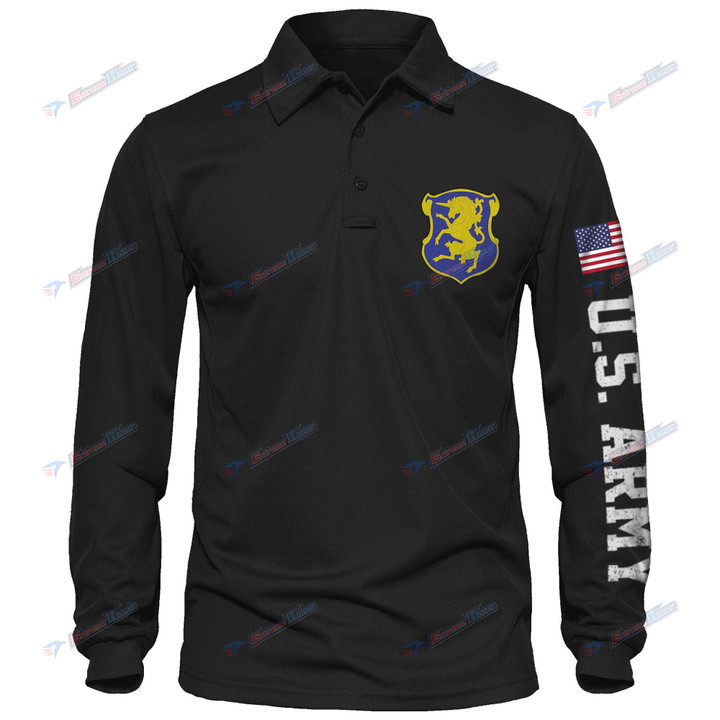 1st Squadron, 6th Cavalry Regiment - Men's Polo Shirt Quick Dry Performance - Long Sleeve Tactical Shirts - Golf Shirt - PL4 -US