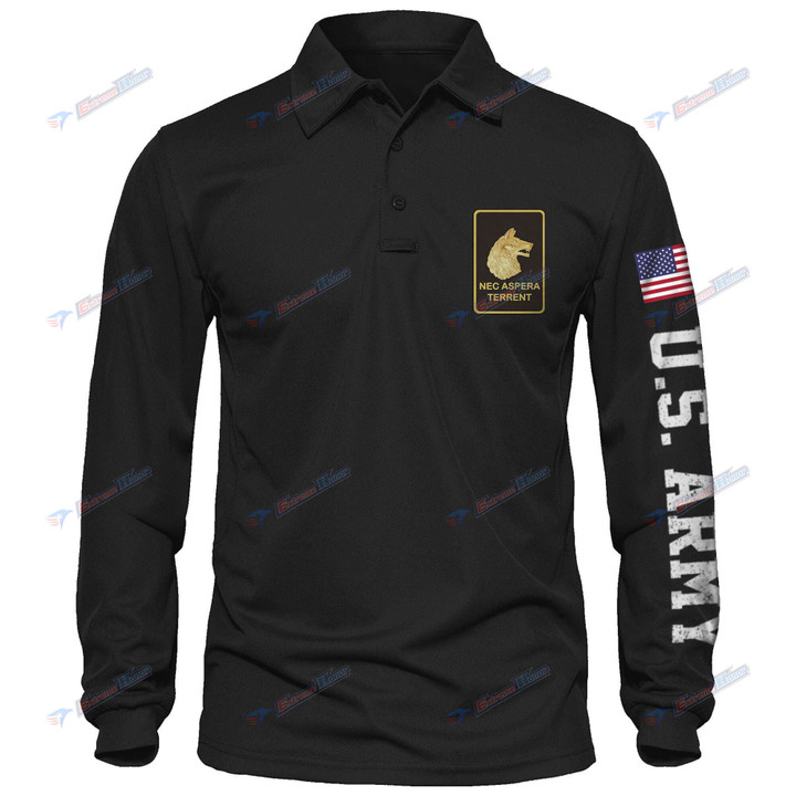 1st Battalion, 27th Infantry Regiment - Men's Polo Shirt Quick Dry Performance - Long Sleeve Tactical Shirts - Golf Shirt - PL4 -US