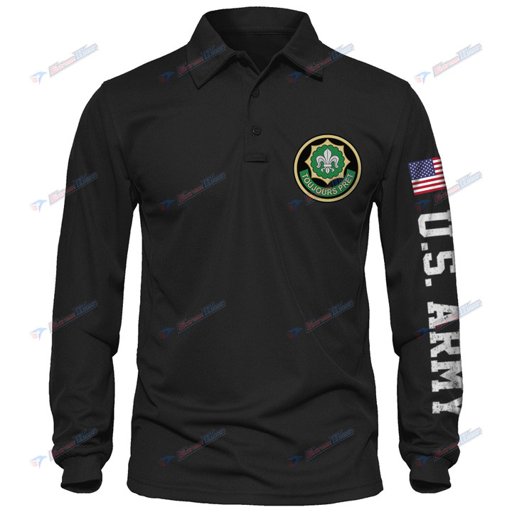 2nd Squadron, 2nd Armored Cavalry Regiment - Men's Polo Shirt Quick Dry Performance - Long Sleeve Tactical Shirts - Golf Shirt - PL4 -US