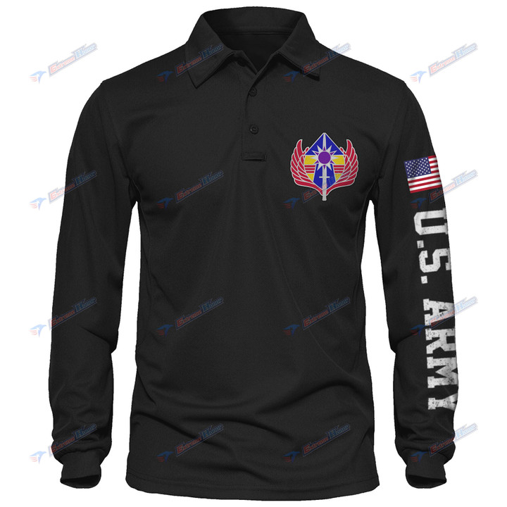 92nd Civil Affairs Battalion - Men's Polo Shirt Quick Dry Performance - Long Sleeve Tactical Shirts - Golf Shirt - PL4 -US