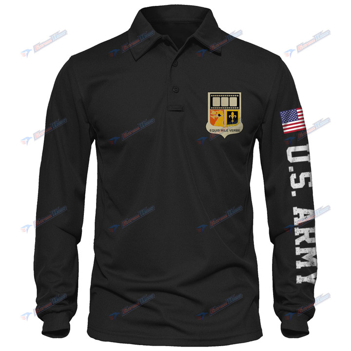 221st Signal Company - Men's Polo Shirt Quick Dry Performance - Long Sleeve Tactical Shirts - Golf Shirt - PL4 -US