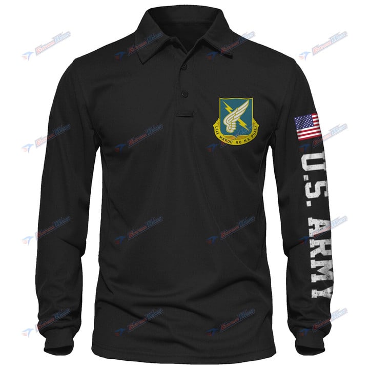 1st Battalion, 25th Aviation Regiment - Men's Polo Shirt Quick Dry Performance - Long Sleeve Tactical Shirts - Golf Shirt - PL4 - US