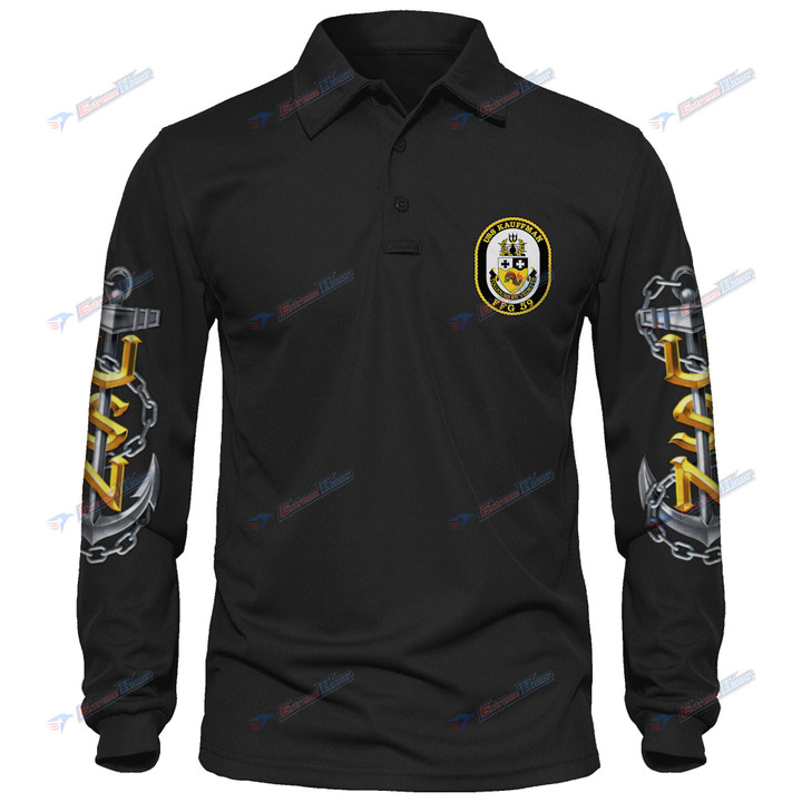 USS Kauffman (FFG-59) - Men's Polo Shirt Quick Dry Performance - Long Sleeve Tactical Shirts - Golf Shirt - PL7 -US