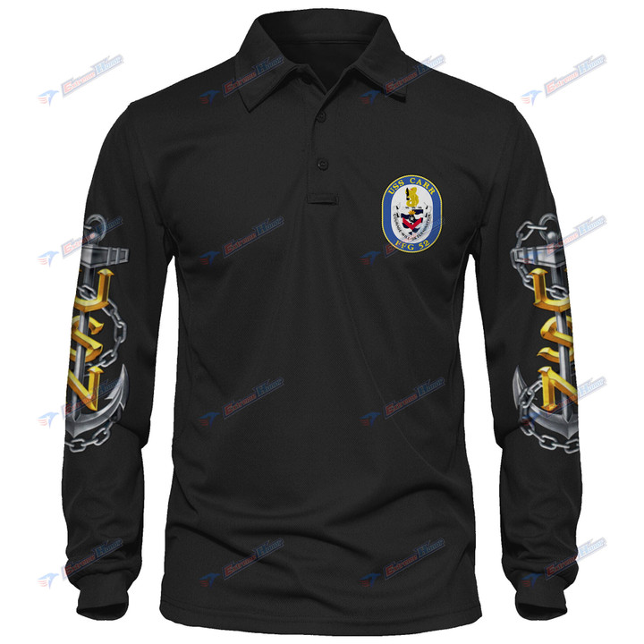USS Carr (FFG-52) - Men's Polo Shirt Quick Dry Performance - Long Sleeve Tactical Shirts - Golf Shirt - PL7 -US