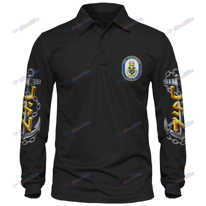 USS Underwood (FFG-36) - Men's Polo Shirt Quick Dry Performance - Long Sleeve Tactical Shirts - Golf Shirt - PL7 -US