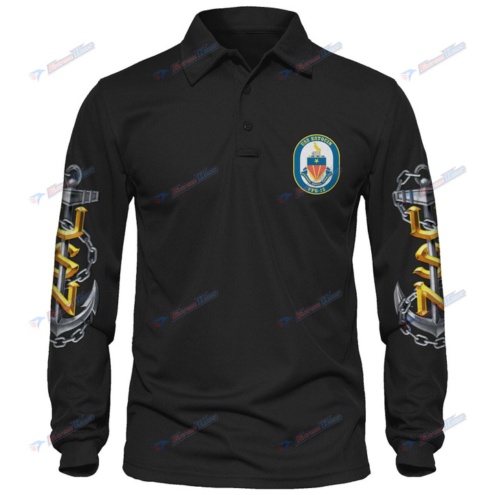 USS Estocin (FFG-15) - Men's Polo Shirt Quick Dry Performance - Long Sleeve Tactical Shirts - Golf Shirt - PL7 -US