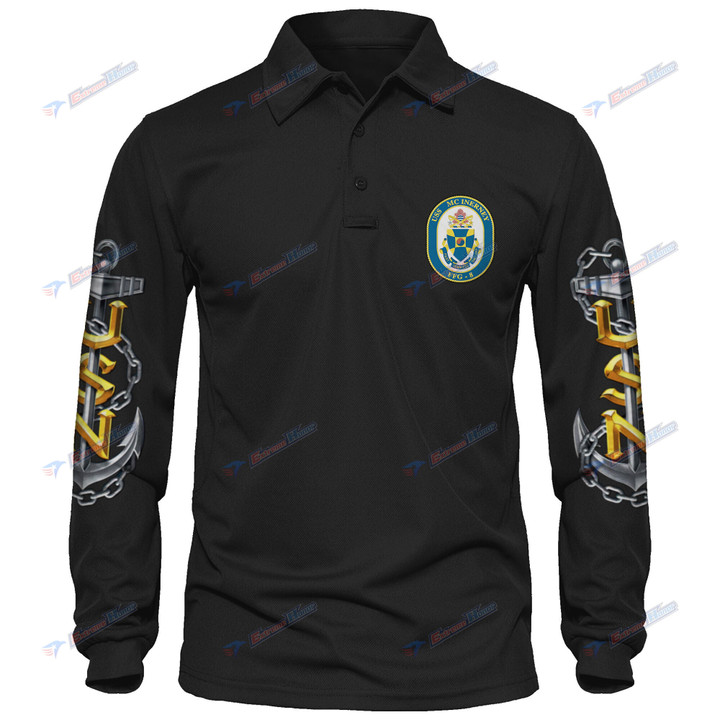USS McInerney (FFG-8) - Men's Polo Shirt Quick Dry Performance - Long Sleeve Tactical Shirts - Golf Shirt - PL7 -US