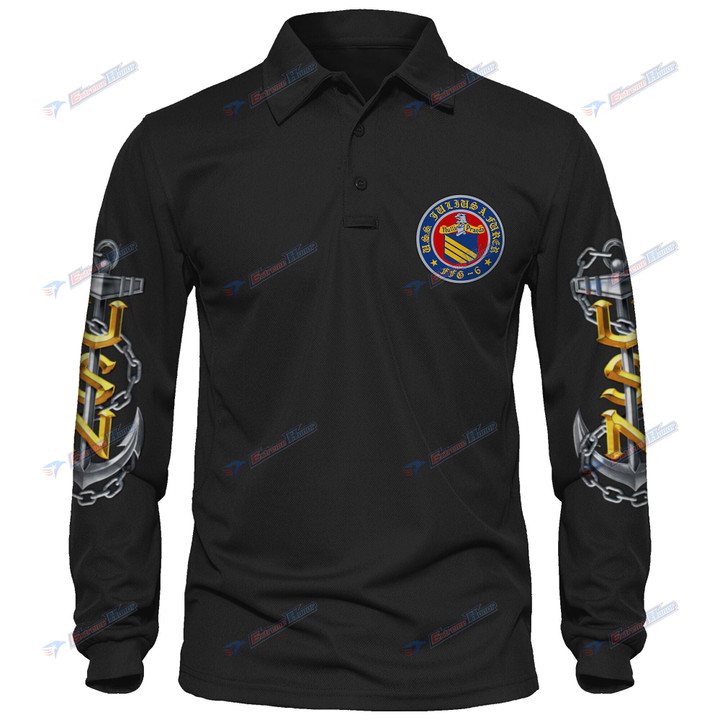 USS Julius A Furer (FFG-6) - Men's Polo Shirt Quick Dry Performance - Long Sleeve Tactical Shirts - Golf Shirt - PL7 -US