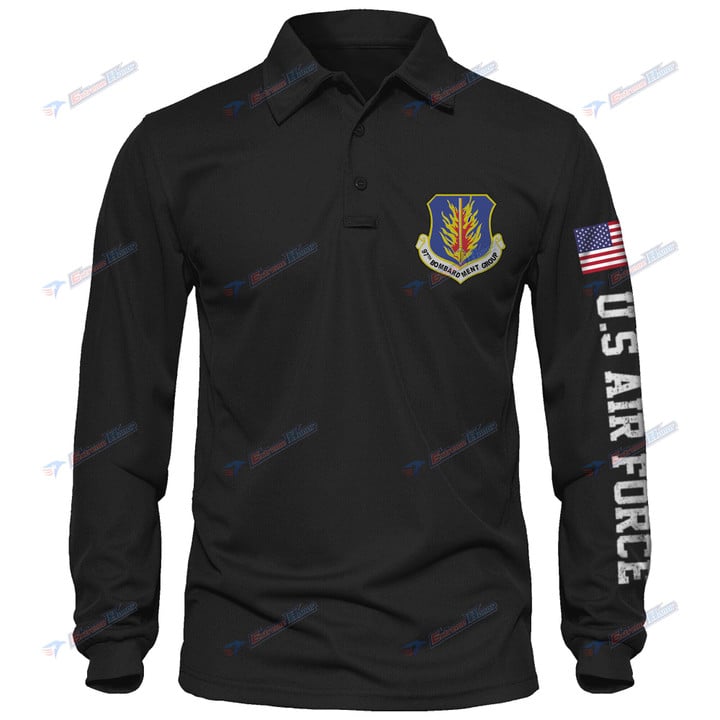 97th Bombardment Group - Men's Polo Shirt Quick Dry Performance - Long Sleeve Tactical Shirts - Golf Shirt - PL4 -US