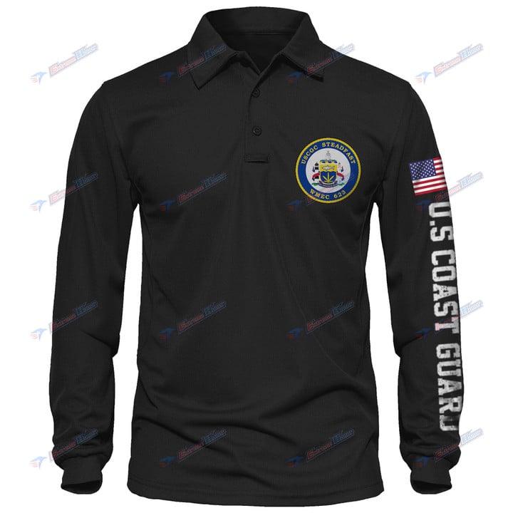 USCGC Steadfast (WMEC-623) - Men's Polo Shirt Quick Dry Performance - Long Sleeve Tactical Shirts - Golf Shirt - PL4 -US