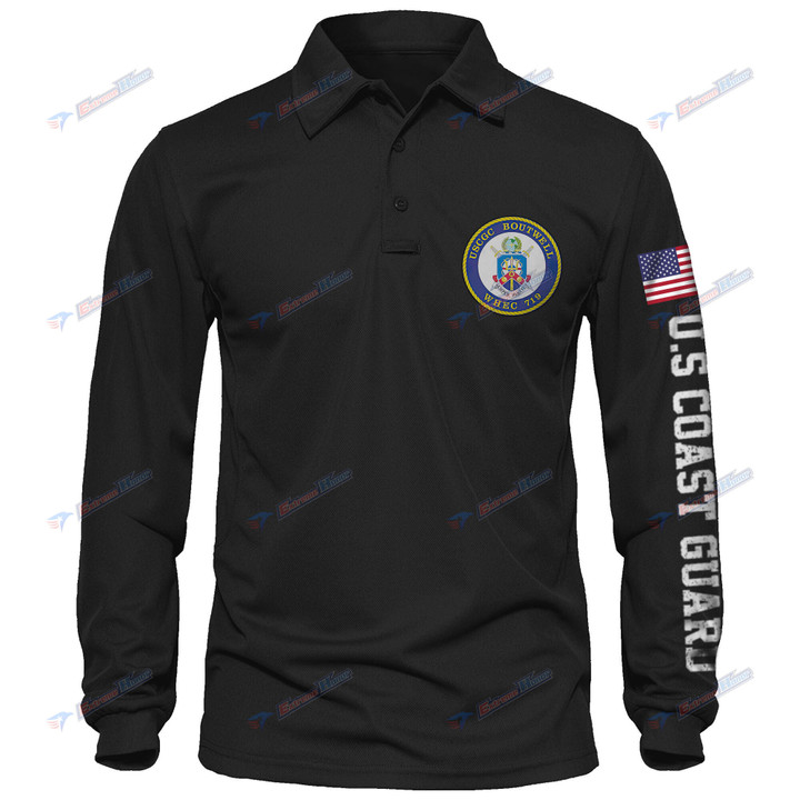USCGC Boutwell (WHEC-719) - Men's Polo Shirt Quick Dry Performance - Long Sleeve Tactical Shirts - Golf Shirt - PL4 -US