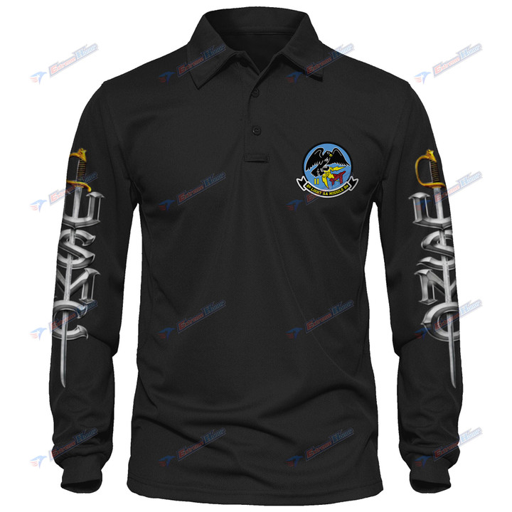 2nd Light Antiaircraft Missile Battalion - Men's Polo Shirt Quick Dry Performance - Long Sleeve Tactical Shirts - Golf Shirt - PL7 -US