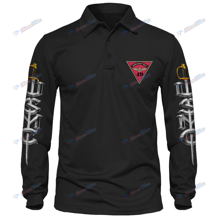 MAG-49 - Men's Polo Shirt Quick Dry Performance - Long Sleeve Tactical Shirts - Golf Shirt - PL7 -US