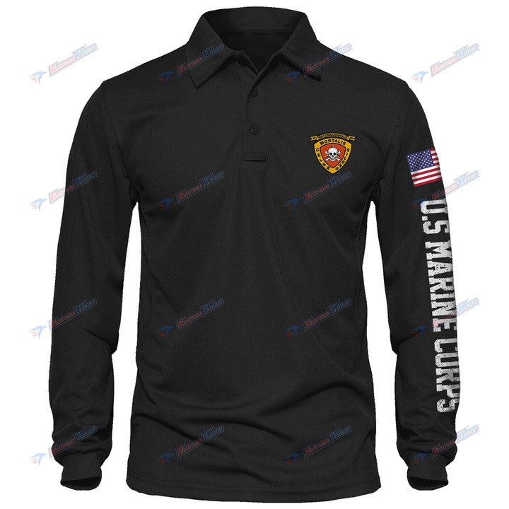 3rd Reconnaissance Battalion - Men's Polo Shirt Quick Dry Performance - Long Sleeve Tactical Shirts - Golf Shirt - PL4 -US