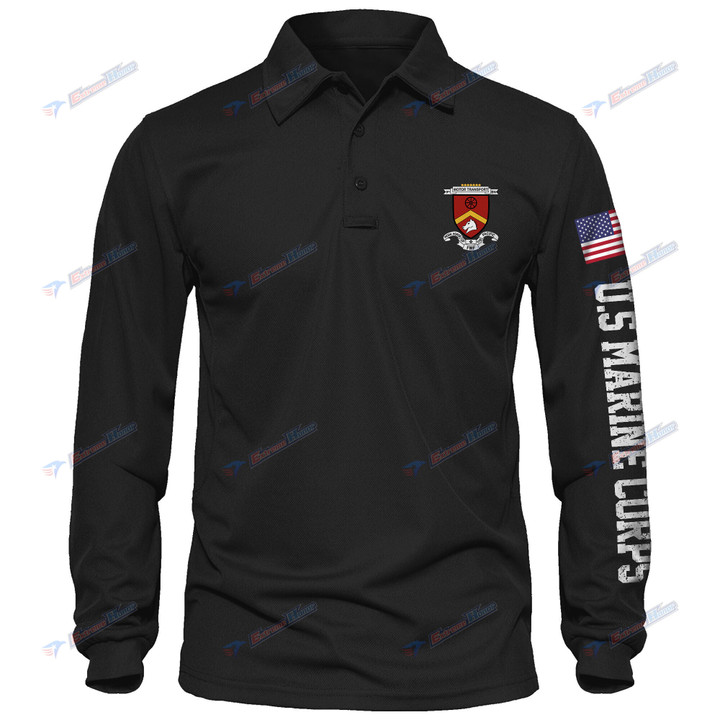 9th Motor Transport Battalion - Men's Polo Shirt Quick Dry Performance - Long Sleeve Tactical Shirts - Golf Shirt - PL4 -US