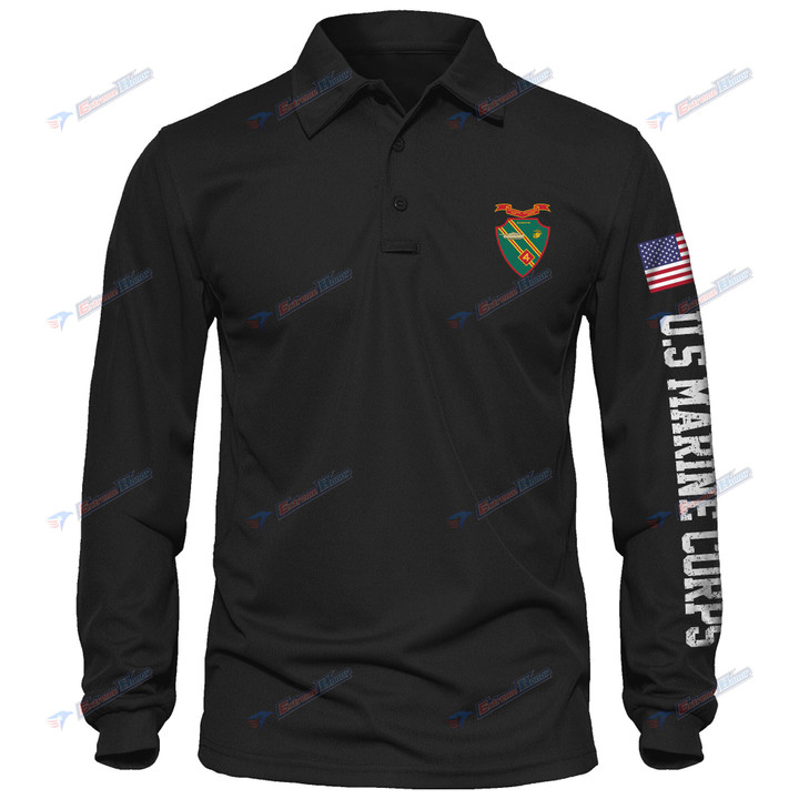 4th Tank Battalion - Men's Polo Shirt Quick Dry Performance - Long Sleeve Tactical Shirts - Golf Shirt - PL4 -US
