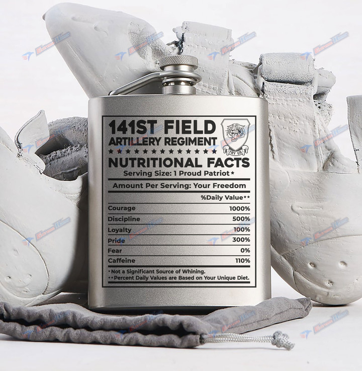 141st Field Artillery Regiment - Steel Hip Flask - WI2 - US