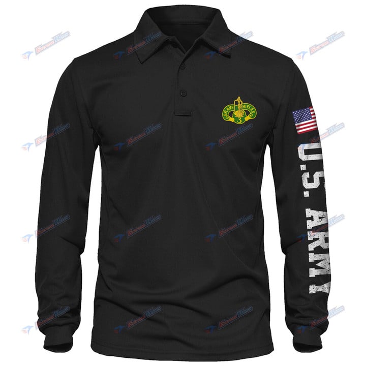 3d Armored Cavalry Regiment - Men's Polo Shirt Quick Dry Performance - Long Sleeve Tactical Shirts - Golf Shirt - PL4 -US