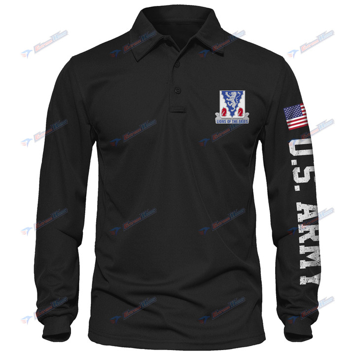 401st Glider Infantry Regiment - Men's Polo Shirt Quick Dry Performance - Long Sleeve Tactical Shirts - Golf Shirt - PL4 -US
