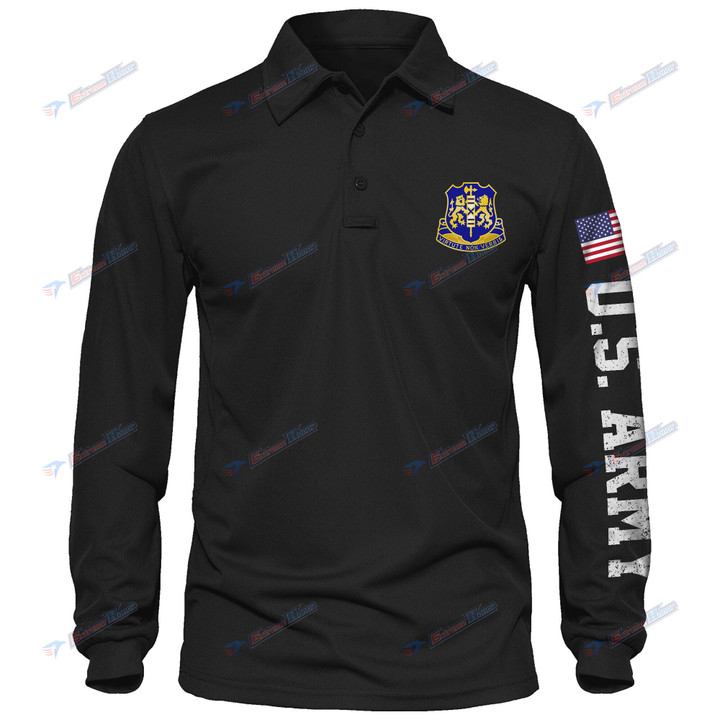 8th Infantry Regiment - Men's Polo Shirt Quick Dry Performance - Long Sleeve Tactical Shirts - Golf Shirt - PL4 -US