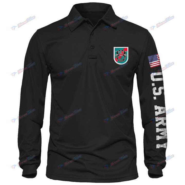 20th Special Forces Group - Men's Polo Shirt Quick Dry Performance - Long Sleeve Tactical Shirts - Golf Shirt - PL4 -US